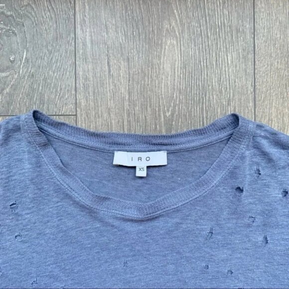 IRO Clay Distressed Tee T-Shirt Blue Grey short sleeve crew neck Size XS - Picture 5 of 13